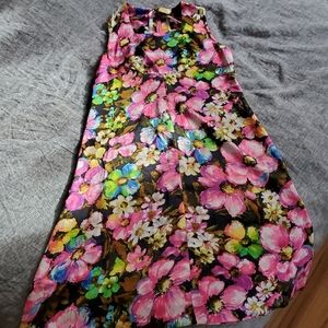 Vtg Homemade Floral Silk Dress